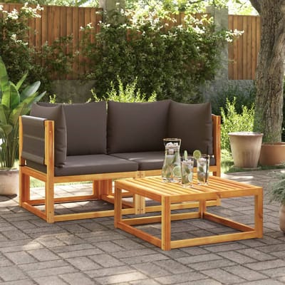 vidaXL - Tuinbanken - Hoekbanken - met - Kussens - 2 - st - acaciahout - & - Touw
