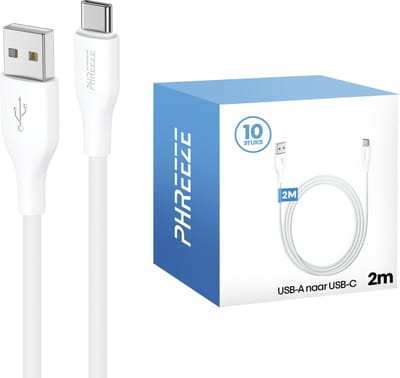 Multipack usb naar usb C kabels 2m - Charging cables - 10 pack