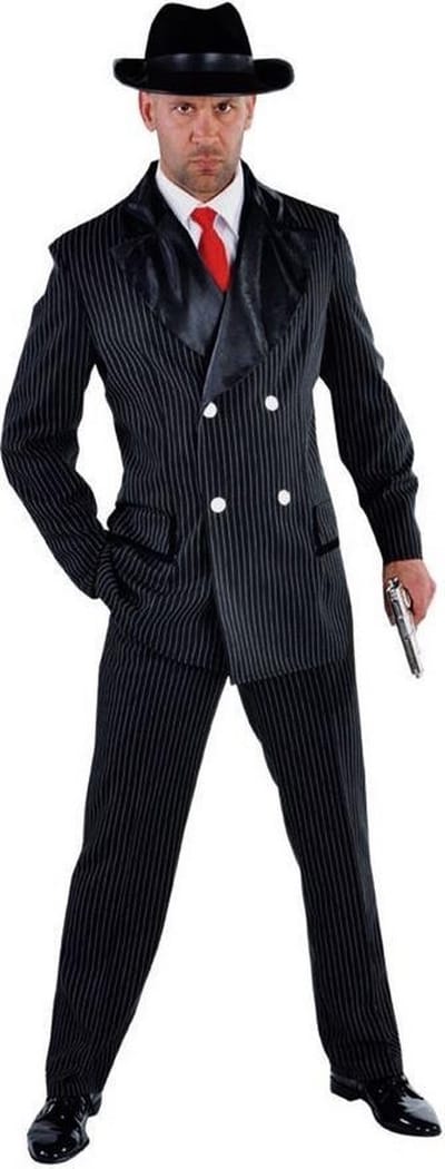 Magic By Freddy Verkleedpak Gangster Heren Zwart Polyester Mt S