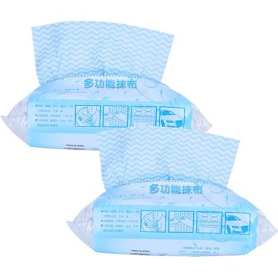 2 Stuks Wegwerp Niet-Geweven Doek Afwasdoek Keukenreinigingsdoek Afveegdoek(Blauw ) blauw
