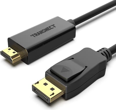 Transnect - DisplayPort naar HDMI kabel - 1920 × 1080 - 1.75M - Compatibel met HDTV, Smart-TV, Projector, Laptop, Desktop, HD-Monitor, Gaming Device - Zwart