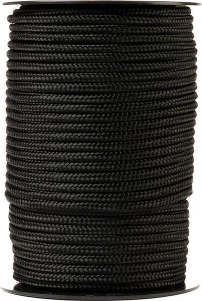 SNURO Nylon touw (4mm, 50m, zwart) - Paracord van stevig gevlochten polyamide - Slijtvast en sterk - Breekkracht 275kg