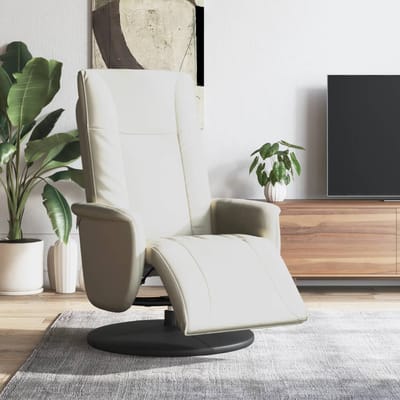 vidaXL - Fauteuil - verstelbaar - met - voetensteun - kunstleer - crèmekleurig