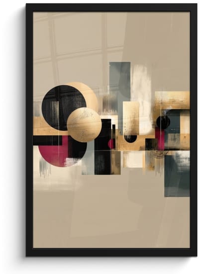 Poster in lijst - Fotolijst 40x60 cm - Posters - Abstract - Vormen - Beige - Texturen - Posterlijst zwart - Decoratie - Wanddecoratie woonkamer - Muurdecoratie slaapkamer