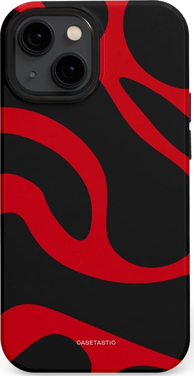 Casetastic hoesje geschikt voor Apple iPhone 13 mini - MagSafe - Dubbellaagse bescherming - Vurige Zwarte Lava Stroom - Fashion Case - Zwart Rood