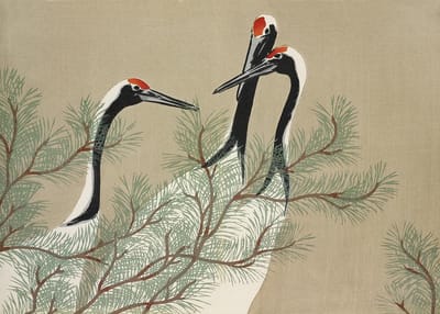 Poster Kraanvogels - Kamisaka Sekka - Japans Schilderij - Kunst Prent - 70x50 cm