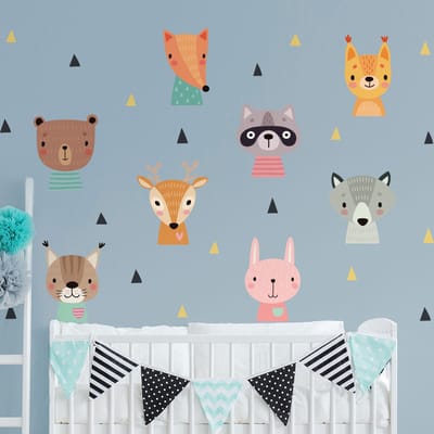 Muurstickers - Babybosdieren - Zelfklevende stickers - 90x135cm