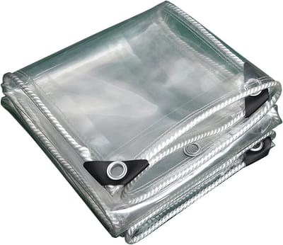 Zeildoek PVC - Afdekzeil Transparant - Buiten Beschermen - Versterkte Doorvoertules - 2 x 2 m - Helder