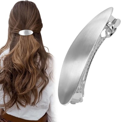 Grote Ovale Haarspeld Vintage Zilveren Metalen Klem voor Dik Haar