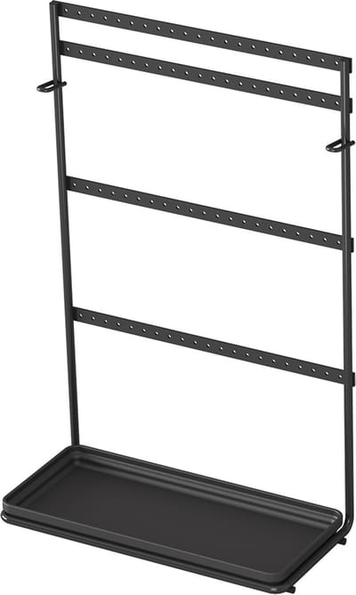 Metaltex - Sieradenrek MyPendants - Sieraden Organizer - voor 42 paar oorbellen - haakjes voor kettinkjes, armbandjes en ringen - 22x11x36cm - Matzwart - Sterke coating
