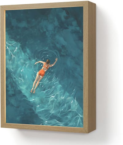 Wandlamp 30x40 cm - Oplaadbaar - Vrouw - Water - Bikini - Oranje - Wandlampen binnen woonkamer - Slaapkamer lamp - Decoratieve nachtlamp - Vloerlamp draadloos