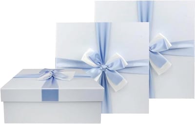 Cadeaudozen Set - Geschenkverpakking Dozen - Cadeaus Presenteren - Met Satijnen Lint - 3 Maten - Babyblauw