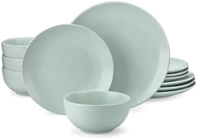 Morencia Serviesset - 12 delig - 12 persoons - Lichtgroen - Dinerborden - Bordenset - Diepe borden - Ontbijtborden - Servies - Keukenservies