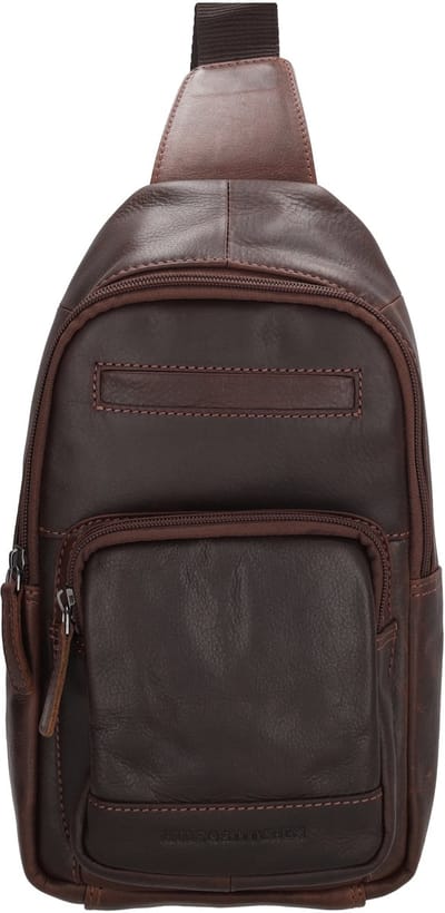 Hide & Stitches Japura Schoudertas Unisex - Crossbodytas voor Dames en Heren - Tas van 100% Leder - Donkerbruin