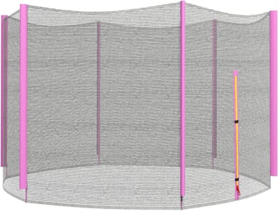 Trampolinenet Vervanging 305 cm (10ft) met 6 Stangen, Weerbestendig Veiligheidsnet