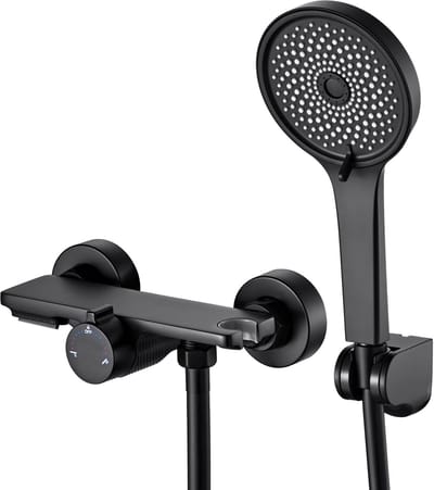 Auralum Badkraan - Mengkraan - 150 mm Hartafstand - Met handdouche - Zwart