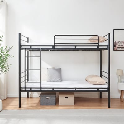 Stapelbed Bevapis 200x90 cm met ladder en uitvalbeveiliging zwart [en.casa]