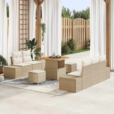 vidaXL - Tuinbank - Set - 8 - st - 7-Aantal - zitplaatsen - Beige - Poly - rattan
