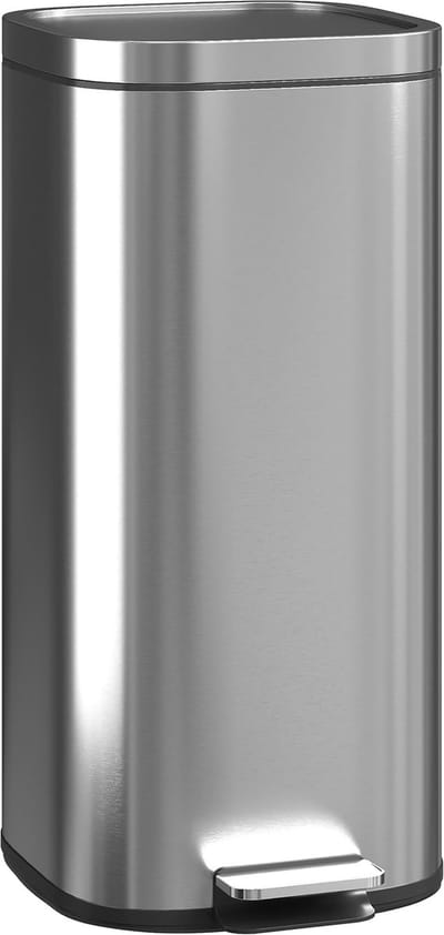 HOMCOM Prullenbak - Metaal, PP-kunststof - 29x36x59,5cm - Zilver