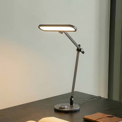 Lindby LED tafellamp Elvir, grijs, aluminium, hoogte 53cm, CCT