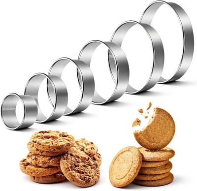 Ronde koekjessnijderset van 6 stuks, roestvrijstalen snijders voor koekjes, donuts en broodjes, ideaal bakgereedschap voor creatieve baksels
