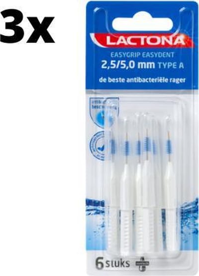 Lactona Easygrip Easydent A - 2.5-5.0mm - 3 x 6 stuks - Voordeelverpakking