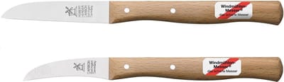 Robert Herder Set Schilmessen – Molenmes Carbonstaal – 8,5 cm – Gebogen Vogelsnavel – 6 cm – Niet Roestvrij – Duurzaam FSC Roodbeuken Heft