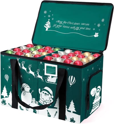 Opbergcontainer voor kerstversiering en vakantiedecoratie met verdelers en ritssluiting