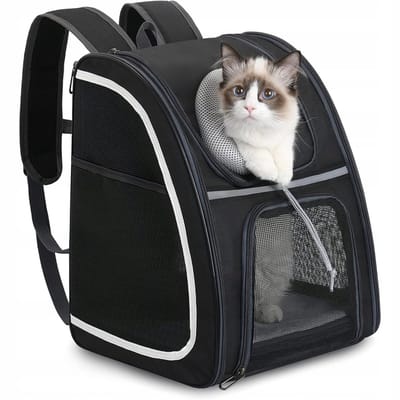 Huisdier Rugzak - Draagtas Kat Hond - Veilig Reizen - Goede Ventilatie - 33x28x40 cm - Zwart
