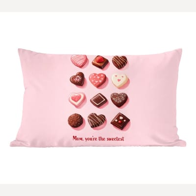 Sierkussens - Kussentjes Woonkamer - 50x30 cm - Chocolaatjes - Hartvormig - Liefste