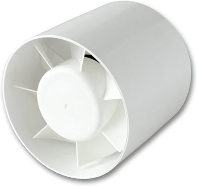 Afvoerventilator - Ventilator leiding - Lucht afvoeren - Geluidsarm - 120/125 mm - Wit