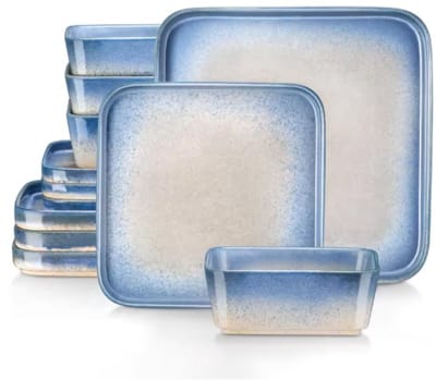 Regalia Zafiro Serviesset - 12 delig - 4 persoons - Dussy Blauw - Dinerborden - Bordenset - Diepe borden - Ontbijtborden - Servies - Keukenservies - Luxe design - Tafelstijl