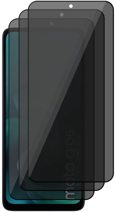 Privacy Screenprotector geschikt voor Motorola Moto G06 / G06 Power - 3x Volledig Dekkend Glas Screen Protector