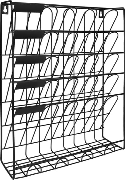 QUVIO Tijdschriftenhouder - Tijdschriftenrek - Lectuurbak - Documentenhouder - Tijdschriftenrekken 40 cm en hoger - Tijdschriftenrekken 30 tot 40 cm breed - Voor binnen - Wandmontage - Zwart