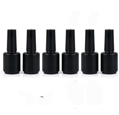MTTproducts- Nagellakfles 15 ml - Lege Glazen Flessen met Borstel - Ronde Navulbare Containers - 6 Stuks - Mat/Glanzend Zwart - Goede Afdichting - Nagellakflessen