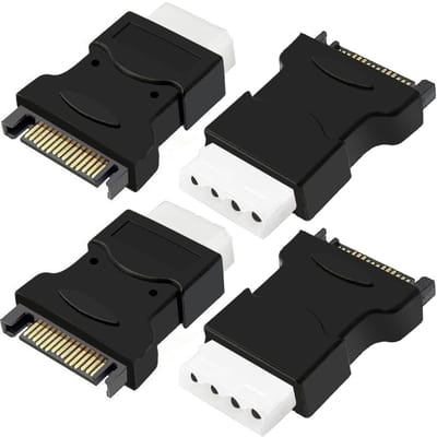 Allecto - SATA naar Molex Adapter - 2 stuks - voor harde schijf - 15Pin naar 4Pin - voedingskabel - converter voor SATA - Geschikt voor computer - ...