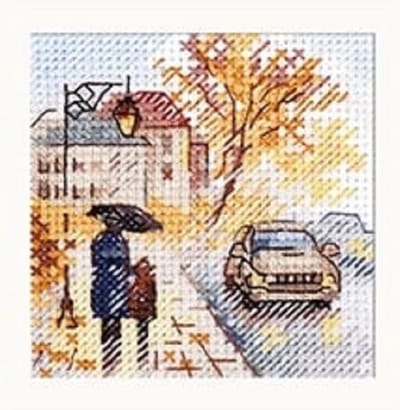 Borduurpakket Alisa - Autumn in de City - Wet Boulevard - telpatroon om zelf te borduren