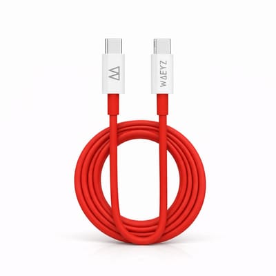 65W USB-C naar USB-C Kabel - Waeyz Snellader Oplaadkabel - 1 Meter - Rood - Snoer Voor o.a. Telefoon - Tablet - Laptop