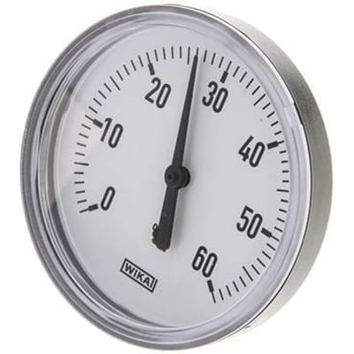0 tot +60°C Plastic Bimetalen Thermometer 80mm Behuizing 40mm Dompelbuis met Thermowell - TBLRP-60-80-40-TW