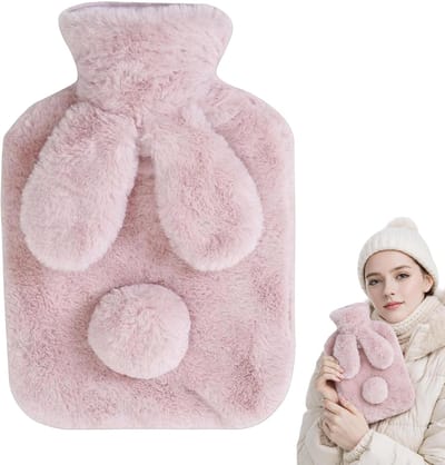 Pluche Warmwaterkruik 1L met Deksel - Veilig en Geurloos voor Kinderen, Perfect als Kerst- en Wintercadeau voor Comfort en Warmte