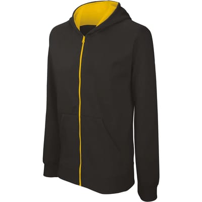 Kariban Kindersweater met rits en capuchon K486 - Black / Yellow - 12/14 Y (12/14 ans)