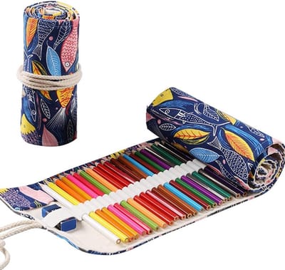 Canvas Pennenrol met 72 Gaten, Draagbare Etui voor Potloden en Pennen, Ideaal voor Kunstenaars en Schoolgebruik