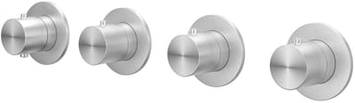 IVY Concord Afbouwdeel Inbouwthermostaat met 3 Stopkranen Symmetry met Ronde Rozetten - Geborsteld RVS 316