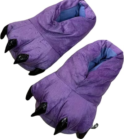 Grappige dierenpoten pantoffels | Paarse Klauw Sloffen | One size fits all maat 34 t/m 44 voor Kinderen, Dames en Heren | Pluche dierensloffen | zachte binnenschoenen | Stoere Sloffen en Pantoffels