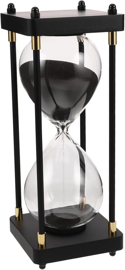 Zandloper Decoratief - Tijdmeter - Efficiënt Tijdbeheer - Vintage Stijl - 25 cm Hoog - Zwart