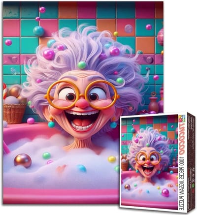 Kerst Puzzel - Legpuzzel Volwassenen - Ontspanning en Vermaak - Gerecycled Puzzelbord - 50 x 70 cm - Oude vrouw-a39