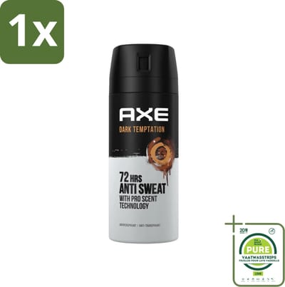 1 x Axe - Deodorant Spray - 72hrs Anti Sweat - Dark Temptation - 150 ml - Anti-transpirant - Deodorant - Axe Dark Temptation - Chocolade Geur - Kruiden Geur
