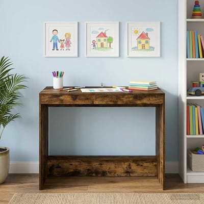 vidaXL - Bed - Bureau - Gerookt - eiken - Bewerkt - hout - 100 - x - 45 - x - 75 - cm