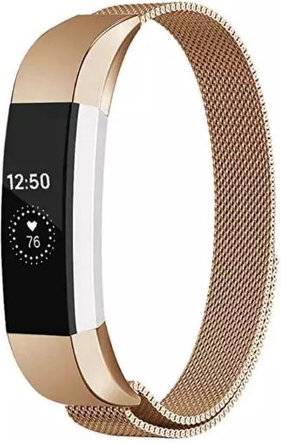 Jumada's Milanees Smartwatch bandje - Geschikt voor Fitbit Alta / Alta HR Milanese band - goud - Maat: L - Horlogeband / Polsband / Armband