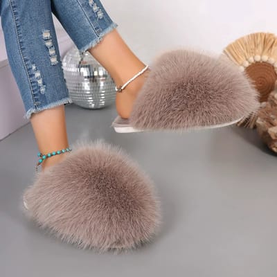 Warme Pluizige Slippers Dames Winter – Comfortabele Antislip Huisslippers – Zachte Luxe Damespantoffels voor Binnen en Buiten – Maat 40